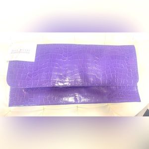 Joan Rivers Classics Purple faux crocodile clutch